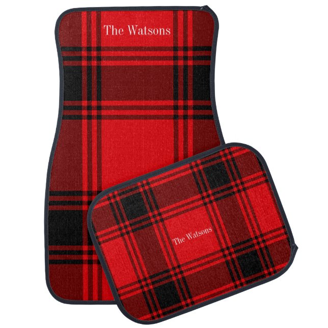 Red Black Plaid Car Mats (Set)