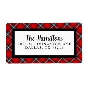 Red Black Plaid Christmas Return Address Label