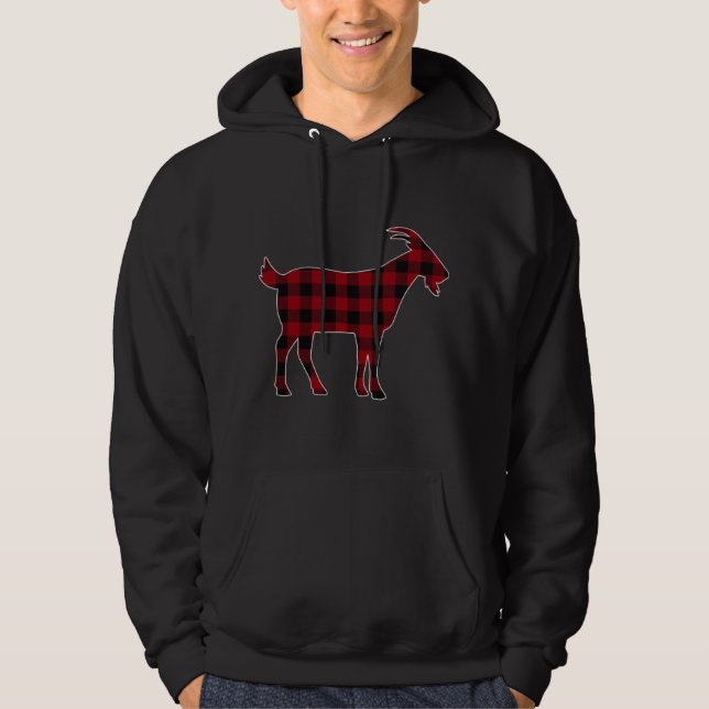 Red Black Plaid Goat Lover Farmer Matching Family  Hoodie (Front)