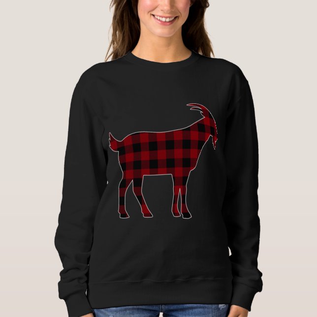 Red Black Plaid Goat Lover Farmer Matching Family  Sweatshirt (Front)