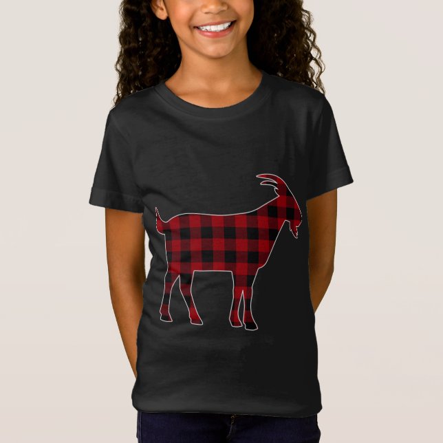 Red Black Plaid Goat Lover Farmer Matching Family  T-Shirt (Front)