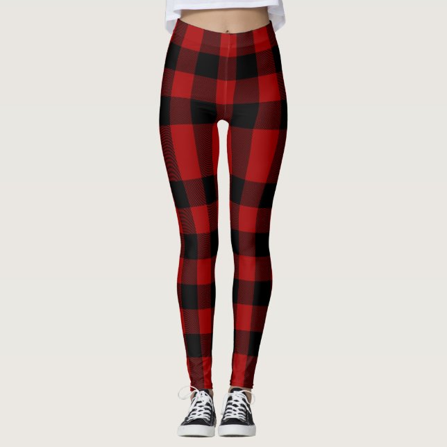 Red & Black Plaid Leggings (Front)
