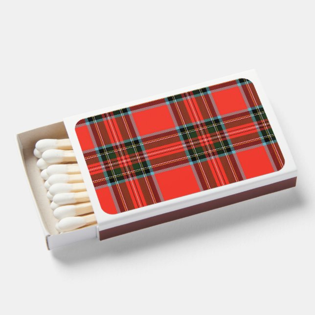 Red Black Plaid Minimalist Christmas  Matchboxes (Front Open)