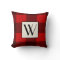 Red & Black Plaid Monogram Pillow