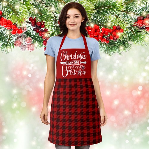 Red Black Plaid Pattern Christmas Baking Crew Apron