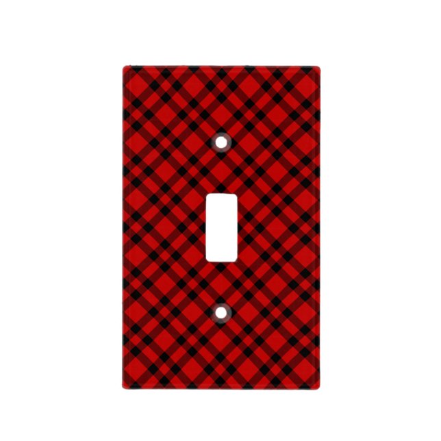Red Black Plaid Pattern Light Switch Cover (Front)