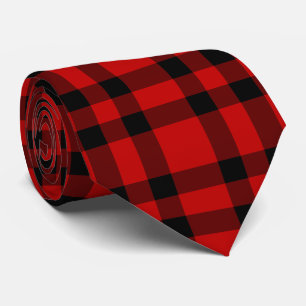 Red Black Plaid Pattern Neck Tie