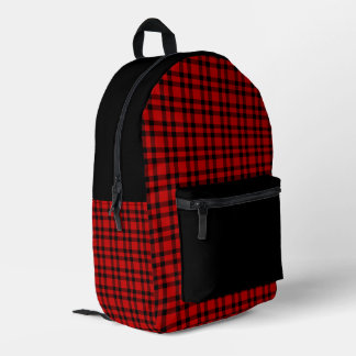 Red Black Plaid Pattern Printed Backpack