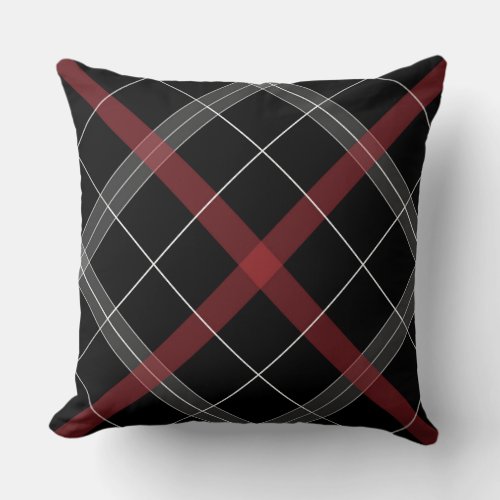 red black plaid pattern throw pillow