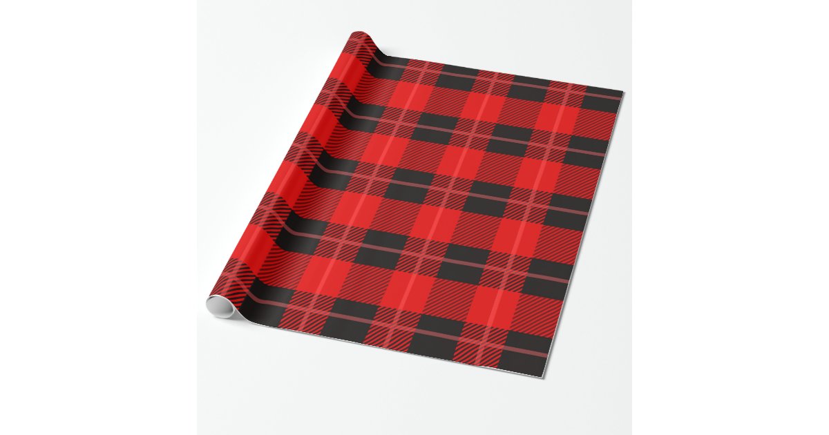 Red &amp; Black Plaid Pattern Wrapping Paper | Zazzle