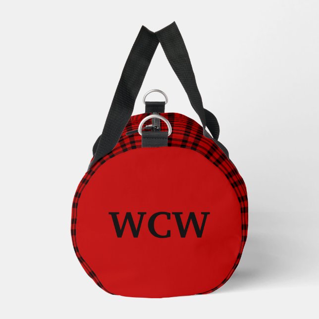 Red Black Plaid Personalize Pattern Small Duffle Bag (Left)