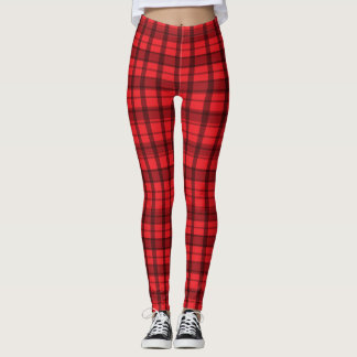 Red & Black Plaid Personalized Leggings