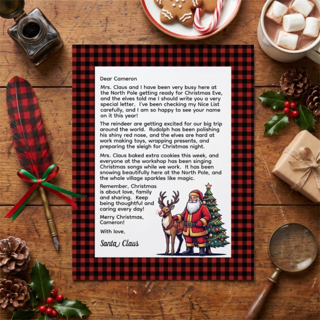 Red & Black Plaid Personalized Letter From Santa (Creator Uploaded)