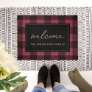 Red & Black Plaid Personalized Welcome Doormat