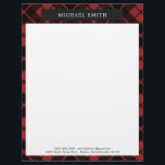 Red Black Plaid Rustic Letterhead<br><div class="desc">Rustic letterhead with a red and black plaid background. Add your name and contact information.</div>