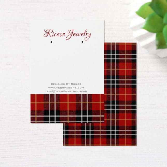 Red Black Plaid Tartan Earring Background (Desk)