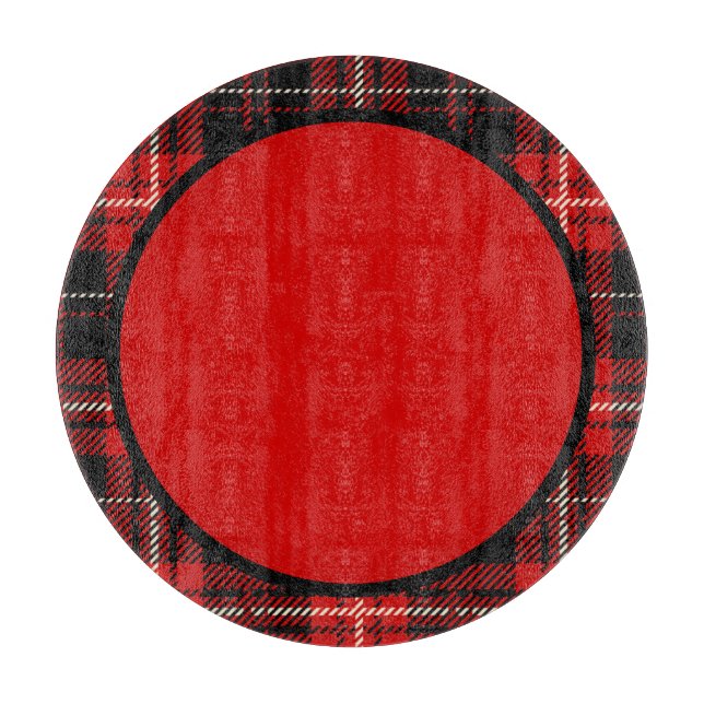 Red Black Plaid Trimmed Cutting Board (Front)