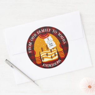 Red Black Plaid Ugly Sweater Cute Merry Christmas Classic Round Sticker