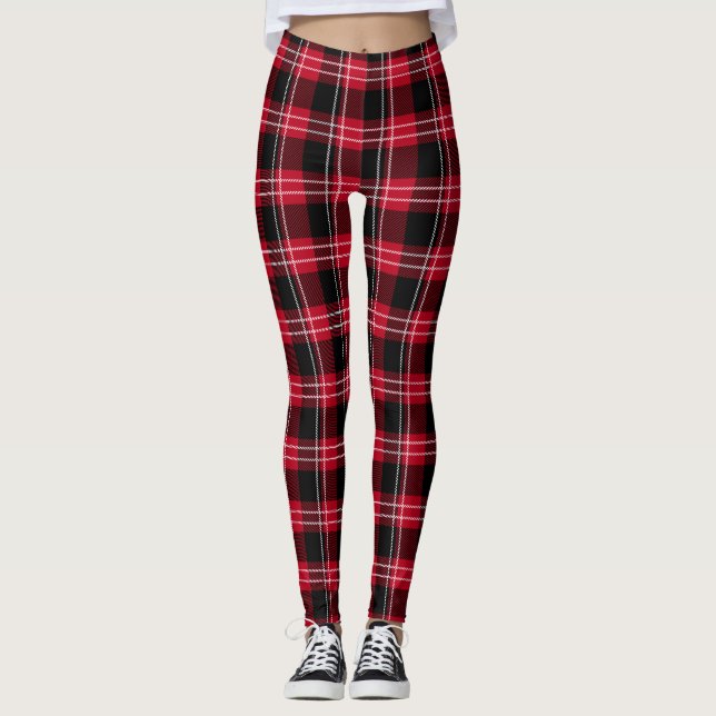 Red/Black Plaid Women's Leggings (Front)