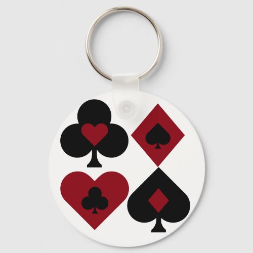 Red  Black Poker Card Deck Suits Keychain