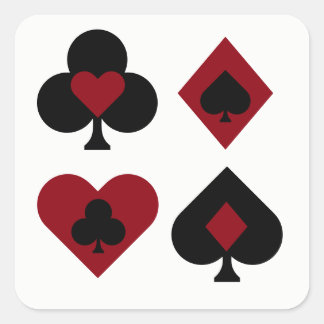 Red & Black Poker Card Deck Suits Square Sticker
