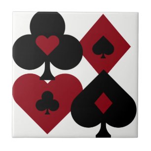 Red & Black Poker Card Deck Suits Tile
