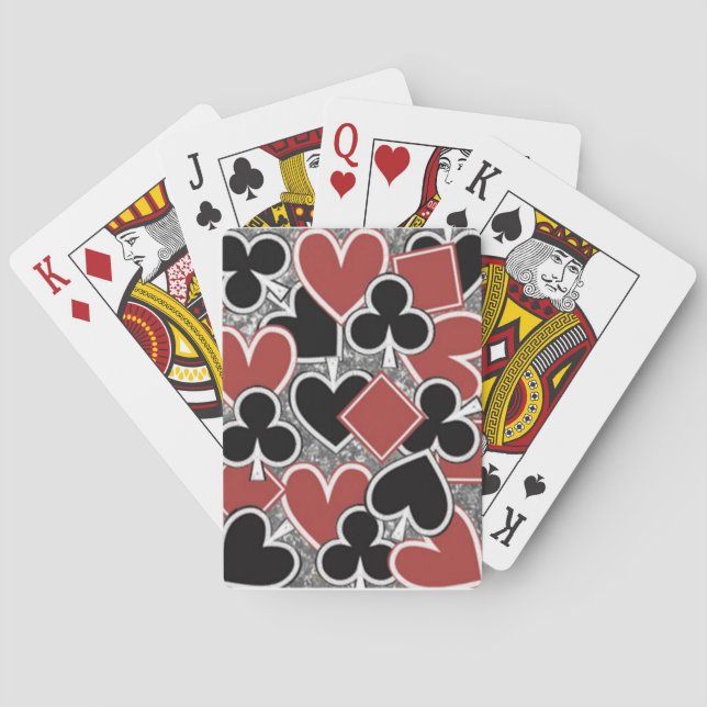 Red, Black Poker Playing Cards (Back)