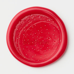 Red black polka dots add name text letter monogram wax seal sticker