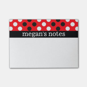 Red & Black Polka Dots Post-it Notes