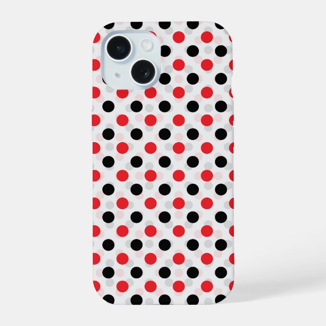 Red Black Polka Dots Textile Pattern Design Iphone Case (Back)