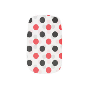 Red Black Polka Dots Textile Pattern Design Minx Nail Art