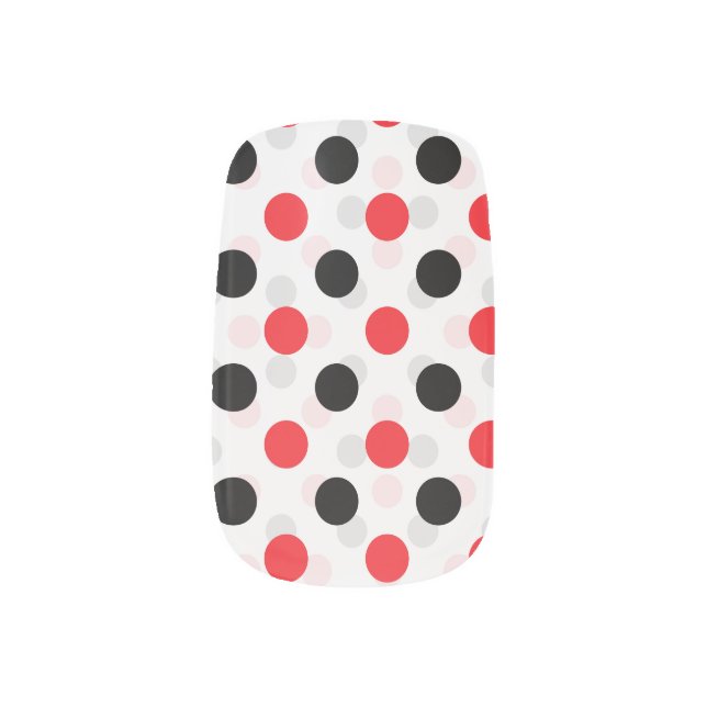 Red Black Polka Dots Textile Pattern Design Minx Nail Art (Left Thumb)