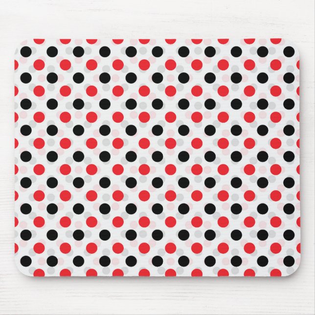 Red Black Polka Dots Textile Pattern Design Mouse Pad (Front)