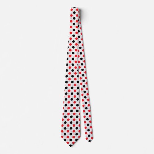 Red Black Polka Dots Textile Pattern Design Neck Tie