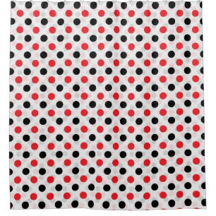 Red Black Polka Dots Textile Pattern Design Shower Curtain