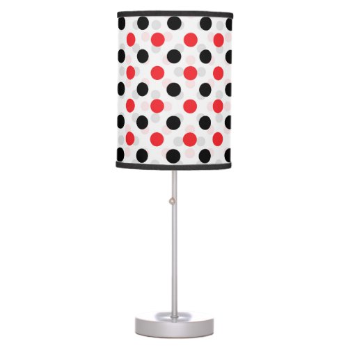 Red Black Polka Dots Textile Pattern Design Table Lamp