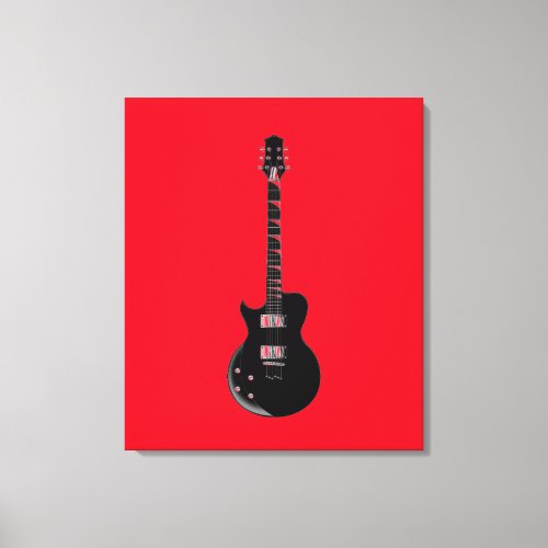 Red Black Pop Art Electric Guitar Canvas Print