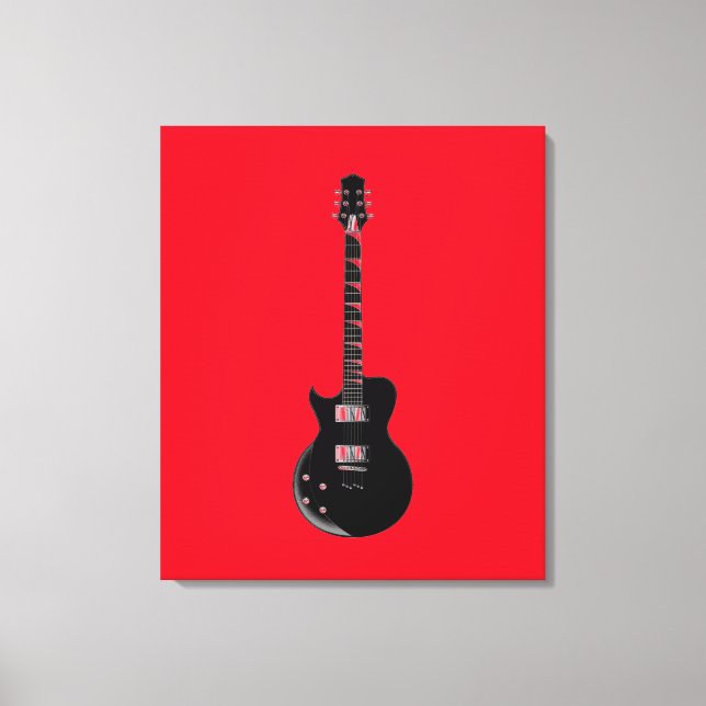 Red Black Pop Art Electric Guitar Canvas Print (Front)