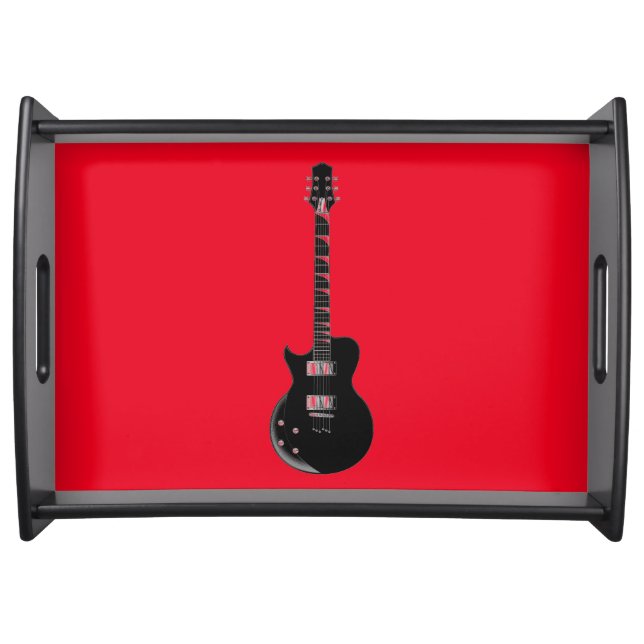 Red Black Pop Art Electric Guitar Serving Tray (Front)