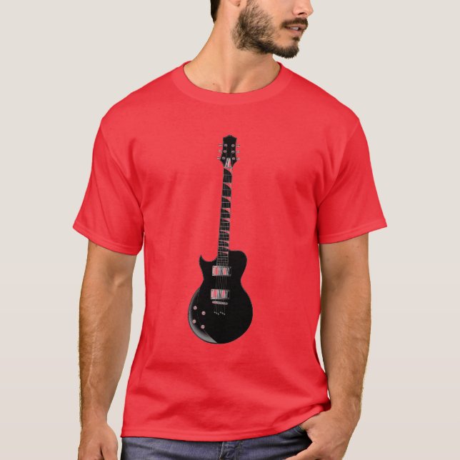 Red Black Pop Art Electric Guitar T-Shirt (Front)