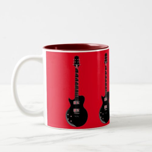 Red Black Pop Art Electric Guitar Two_Tone Coffee Mug
