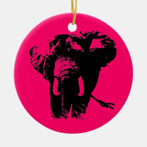 Red Black Pop Art Elephant Ornament