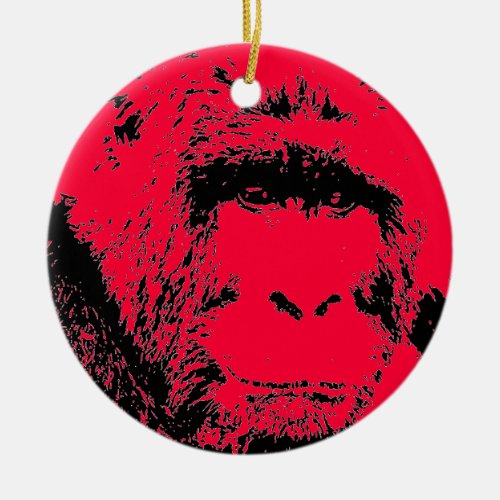 Red  Black Pop Art Gorilla Christmas Ornament