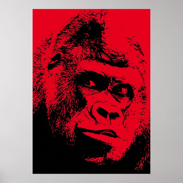 Red Black Pop Art Gorilla Poster (Front)