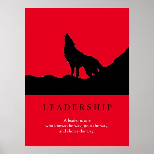 Red Black Pop Art Leadership Wolf Howling Poster