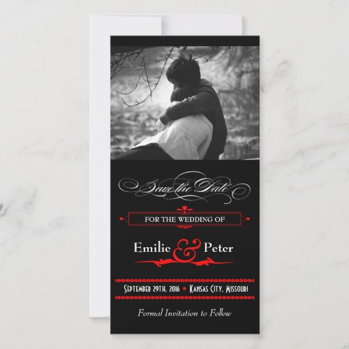 Red  Black Poster Style Save the Date