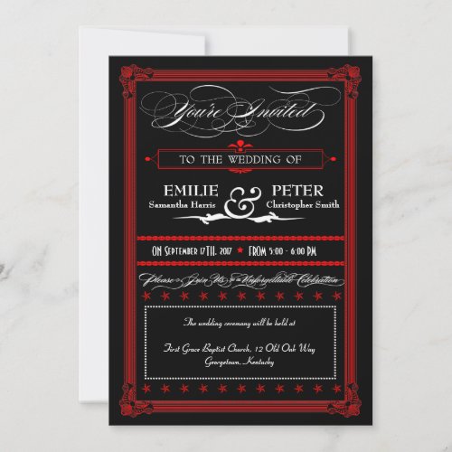 Red &amp; Black Poster Style Wedding Invitations