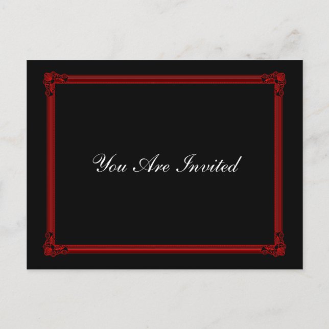 Red & Black Poster Style Wedding RSVP Postcards (Front)