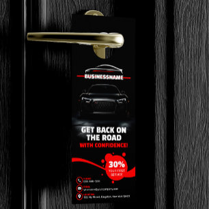 Red & Black Professional Automotive Car Detailing Door Hanger