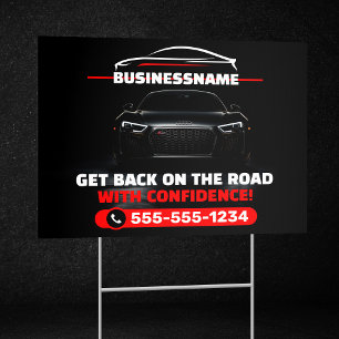 Red & Black Professional Automotive Car Detailing Sign